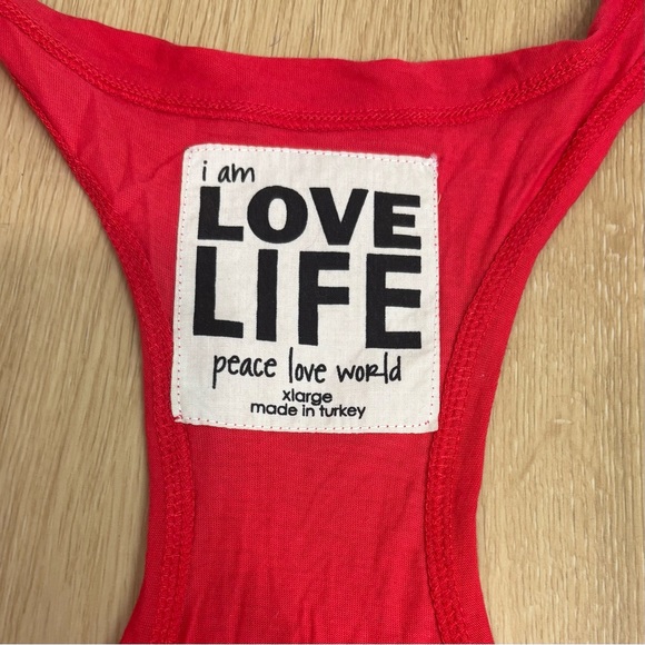 New Peace Love World - I am Love Life L2L Tank Lolli Love Red Tank Top XL - Picture 4 of 8
